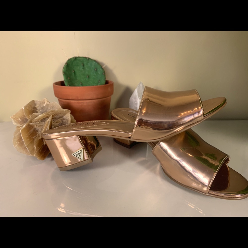 Gold Chrome Guess Block Heels